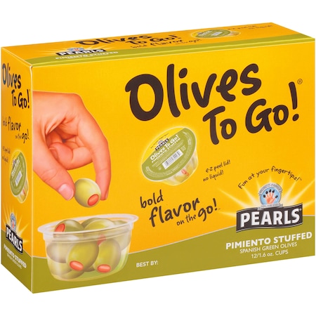 Pearls Olive To Go Pimento Stuffed Manzanilla Olive Cup 1.2 Oz., PK96